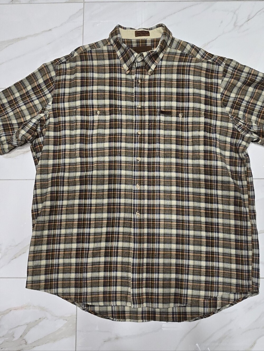 Browning Men's XXL Tall Plaid Button Front Shirt Short Sleeve Outdoor Hunting - Picture 5 of 9